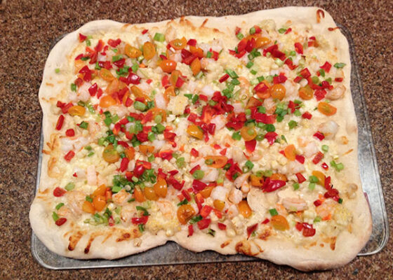 Shrimp and Corn Pizza